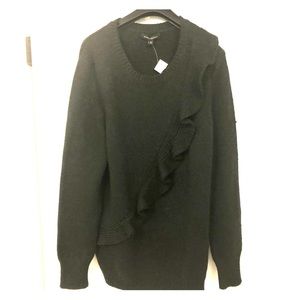 NWT Banana Republic Dark Green Sweater Ruffle sz L